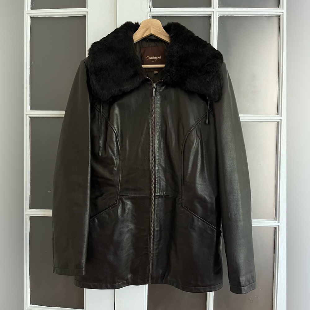 Conbipel Italy Italian Leather Fur Jacket